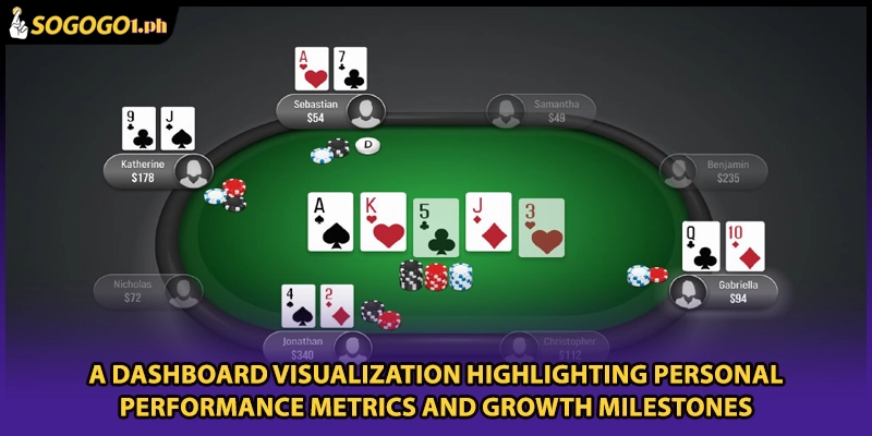 A dashboard visualization highlighting personal performance metrics and growth milestones