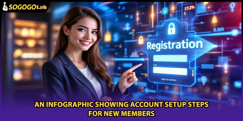 An infographic showing account setup steps for new members